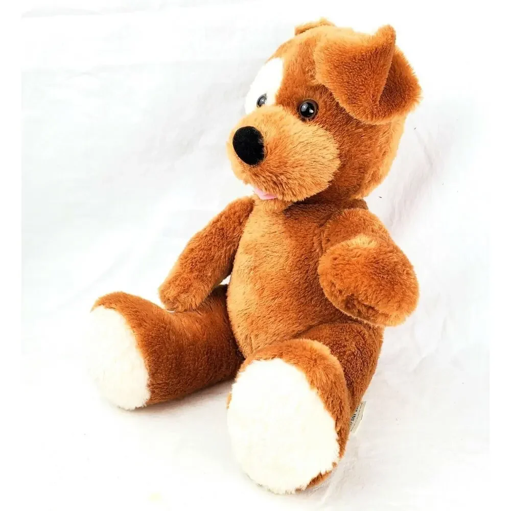 Build a Bear Sound Plush Dog Light Brown Puppy Doll with White on One Eye Barks